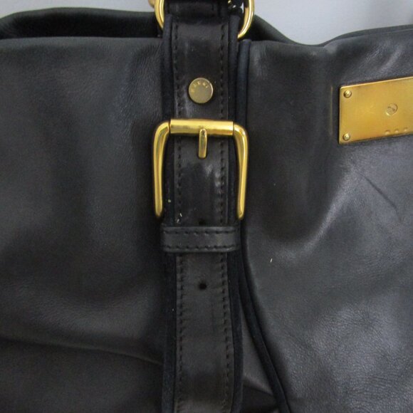 Italian Leather X Large Satchel Tote Bag Black Gold - Picture 5 of 13